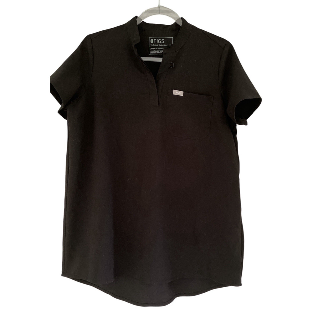 Figs Technical Collection Women's Small Black Scrub Top Short Sleeve